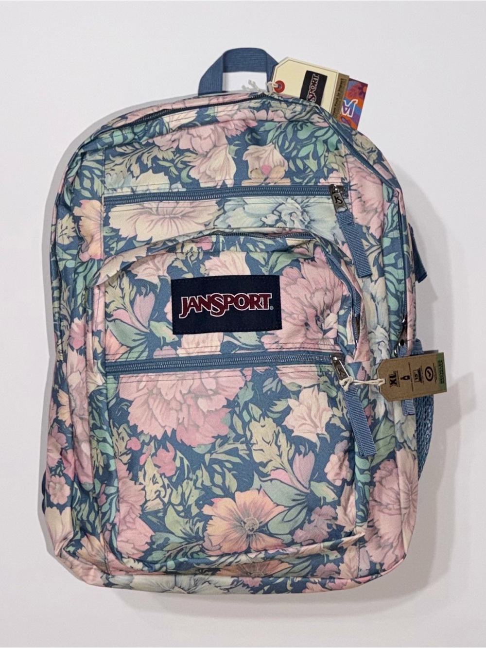 JanSport Big Student Faded Tapestry Elemental Blue Floral Laptop Backpack-New